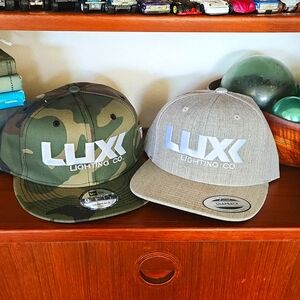 2 New Era Lux baseball caps Camo and linen